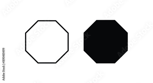 Two octagonal shapes one white and one black a striking silhouette