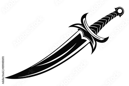 cutlass sword silhouette line art vector illustration
