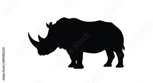A striking black rhinoceros profile a dramatic animal silhouette