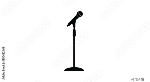 A simple black microphone on a stand minimalist design silhouette