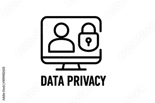 User profile and locked padlock on computer screen symbolizing data privacy and security