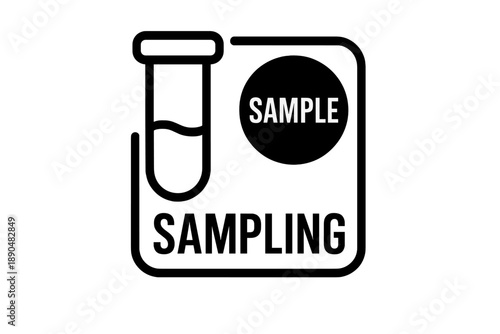Test tube icon with liquid sample and text for laboratory testing