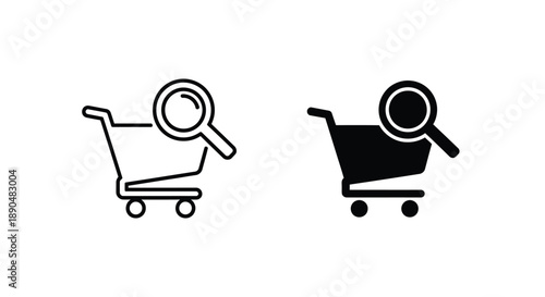 Two shopping carts with magnifying glasses a minimalist depiction silhouette