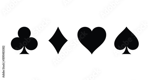 Four playing card suits displayed in a simple bold silhouette