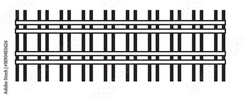 Railway Line, Rails Symbol, Train Tracks Sign, Railroad Pictogram, Railway Track Silhouette. Editable vector illustration.modern