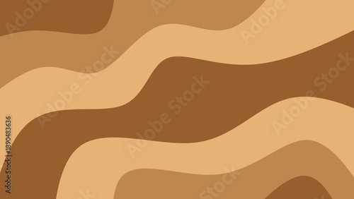 Abstract boho wavy background. Minimalist brown earth tone liquid layers vector illustration. Coffee and milk chocolate color palette wallpaper. Sweet creamy mocha fluid pattern.