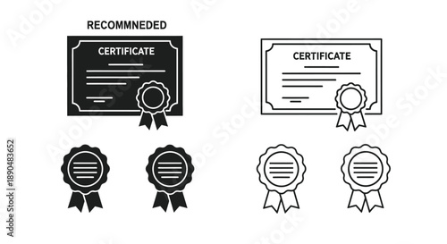 Two certificate designs one dark and one light shown in outline silhouette