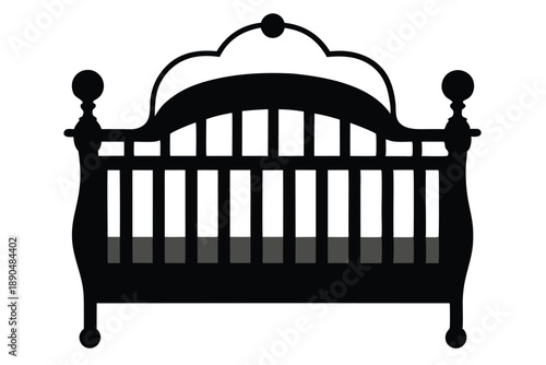 crib silhouette line art vector illustration