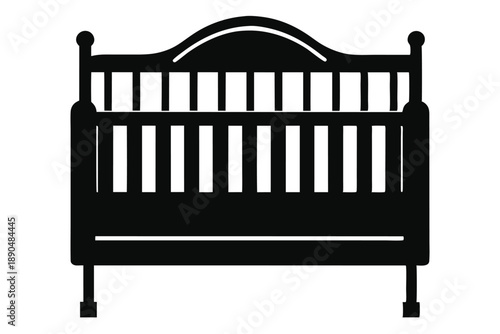 crib silhouette line art vector illustration