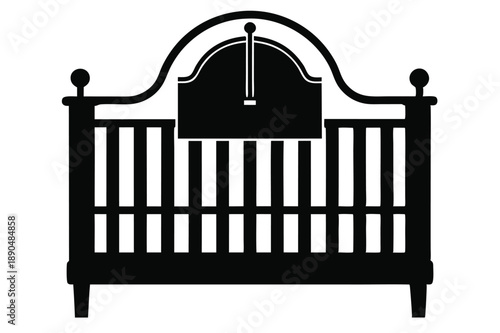 crib silhouette line art vector illustration