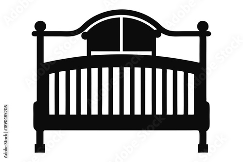 crib silhouette line art vector illustration