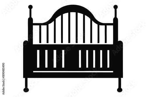 crib silhouette line art vector illustration