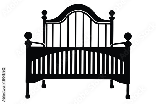 crib silhouette line art vector illustration
