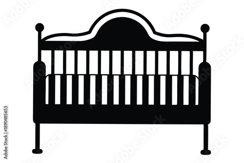 crib silhouette line art vector illustration
