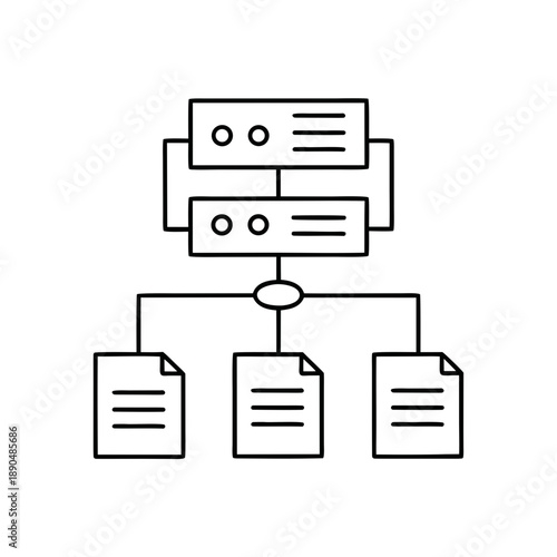 Big Data Processing Icon Vector Illustration – Data Analysis, Information Management, Analytics, Cloud Computing and Technology Symbol