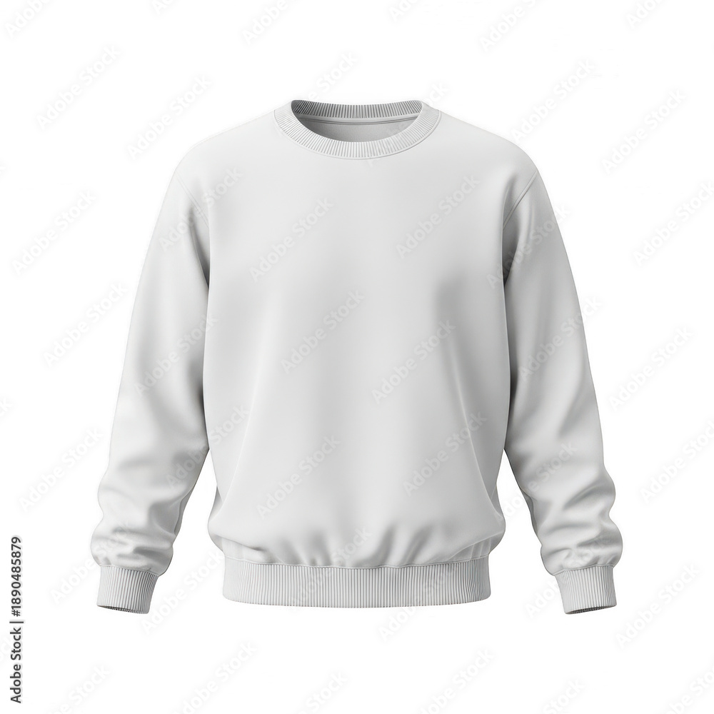 Fototapeta premium Plain white crew neck sweatshirt isolated on transparent background