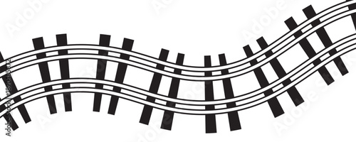 Railway Line, Rails Symbol, Train Tracks Sign, Railroad Pictogram, Railway Track Silhouette.