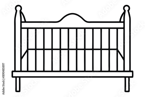 crib silhouette line art vector illustration