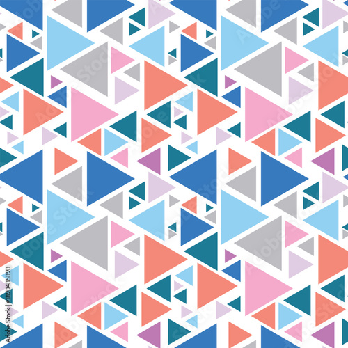 Seamless pattern with triangle decoranive art print. Polygonal rainbow mosaic background. Abstract vector illustration. Triangular graphic Simple pattern geometric design for fabric, wallpaper.