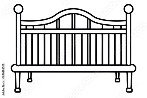 crib silhouette line art vector illustration