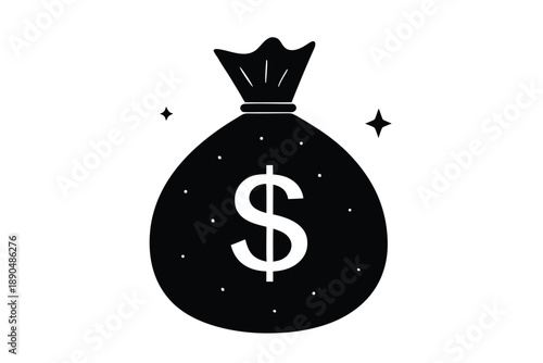 money bag with gold dollar sign with round shape