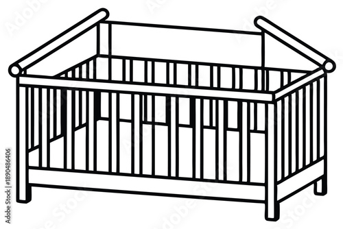 crib silhouette line art vector illustration