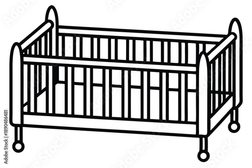 crib silhouette line art vector illustration