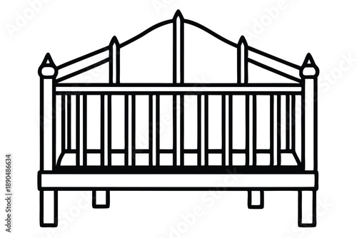 crib silhouette line art vector illustration