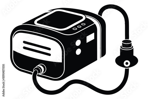 cpap machine silhouette line art vector illustration