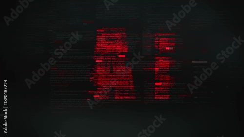 Digital Programming ''ÁI'' Text Overlay Technology Concept, Red code text on dark background for tech presentations