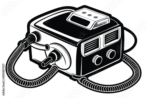 cpap machine silhouette line art vector illustration