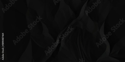 Crumpled paper Blank black crumpled and creased paper poster. Isolated light grungy wrinkled torn old paper material abstract texture background.
