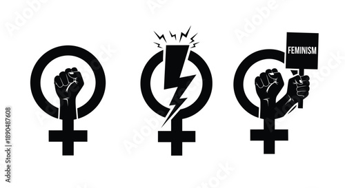 Feminist symbols representing empowerment and equality