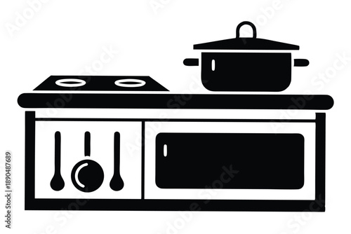 cooktop silhouette line art vector illustration