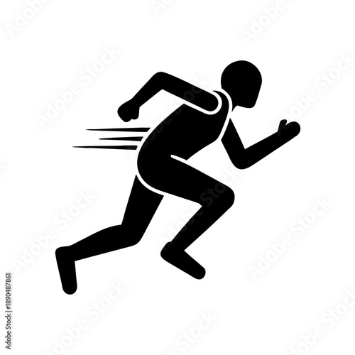 Black silhouette athlete runner sprinting, essential speed icon for fitness.