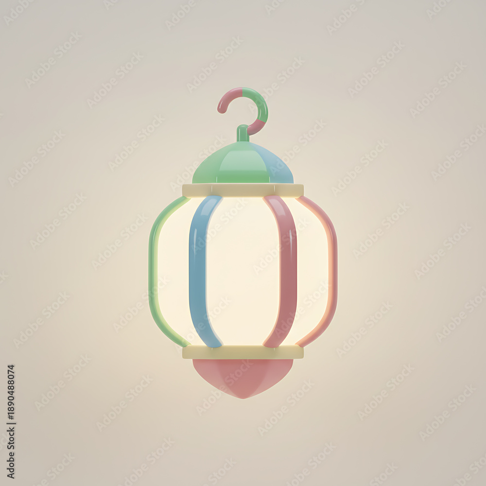Fototapeta premium Pastel colored hanging lantern with light glowing image