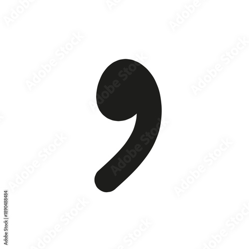 Hand-drawn comma vector icon. Minimalist organic punctuation mark on transparent background. High-quality isolated element for modern web design, print, and minimalist layouts