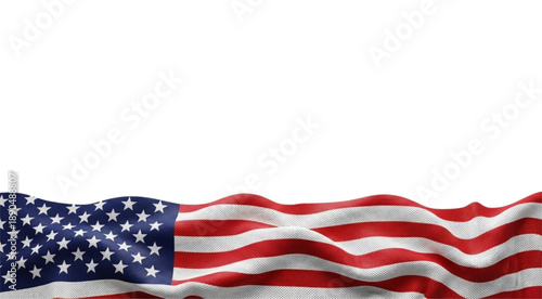 American flag waving with stars and stripes representing USA and patriotism isolated on PNG transparent background
