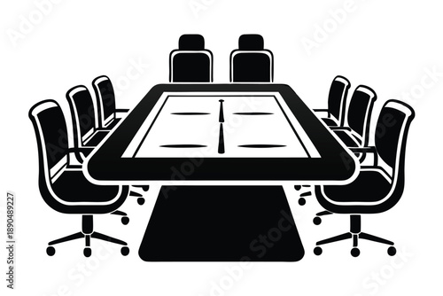 conference table silhouette line art vector illustration