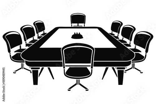 conference table silhouette line art vector illustration