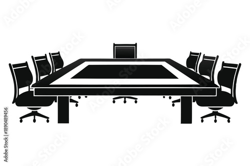 conference room silhouette line art vector illustration