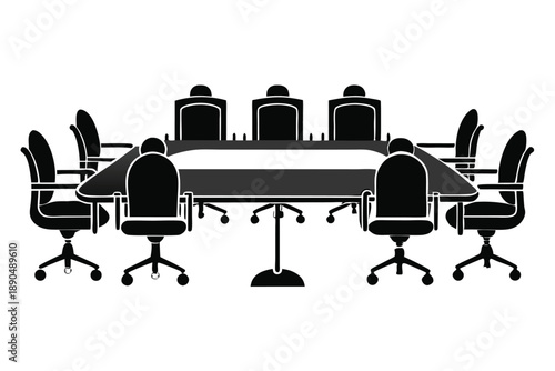 conference room silhouette line art vector illustration