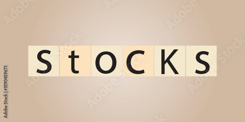 Letter block in word stock on wood background