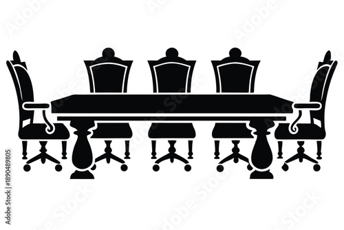conference room silhouette line art vector illustration