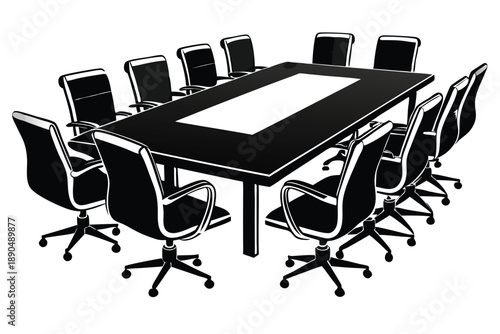 conference room silhouette line art vector illustration