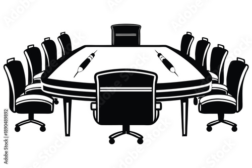 conference room silhouette line art vector illustration