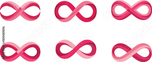 Set of infinity signs. creative vector elements. mobius strip symbols. endless loops. concept of endless cycle. modern graphic design