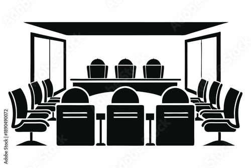 conference room silhouette line art vector illustration