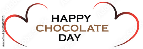 Happy chocolate day greeting with artistic heart outlines on white background
