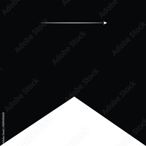 Black pennant flag with a white arrow pointing right on a white background with transparent